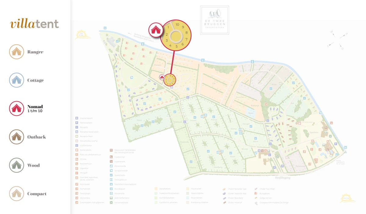 Villatent - Plattegrond Vakantiepark de Twee Bruggen- 2025 Villatent - Plattegrond Vakantiepark de Twee Bruggen- 2025
