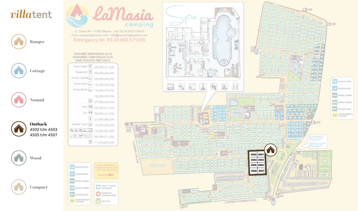 Villatent-Plattegrond-Spanje- Camping La Masia- 2022 Villatent-Plattegrond-Spanje- Camping La Masia- 2022