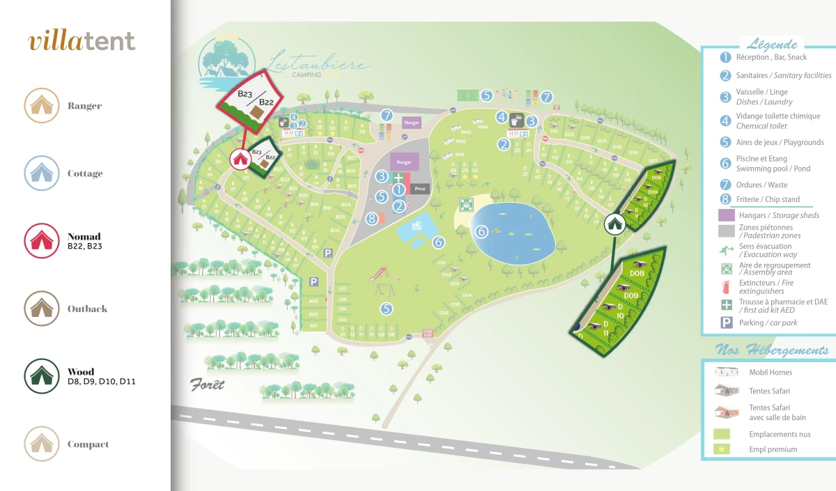 Villatent-Plattegrond-Camping Lestaubière - 2025 Villatent-Plattegrond-Camping Lestaubière - 2025