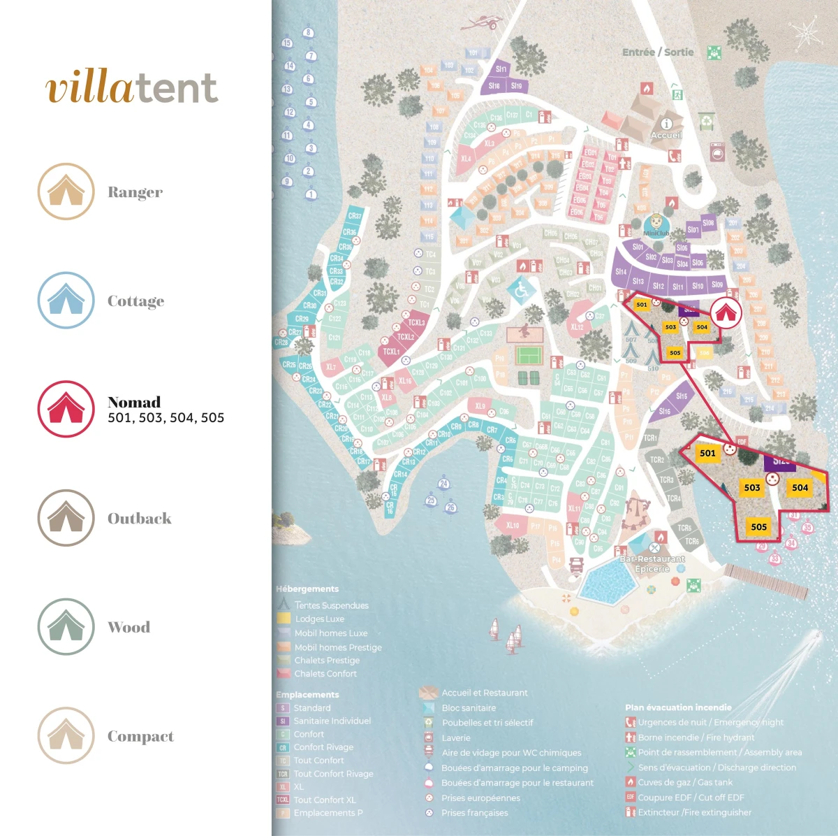 Villatent- Plattegrond- Camping La Presqu'île- 2025 Villatent- Plattegrond- Camping La Presqu'île- 2025